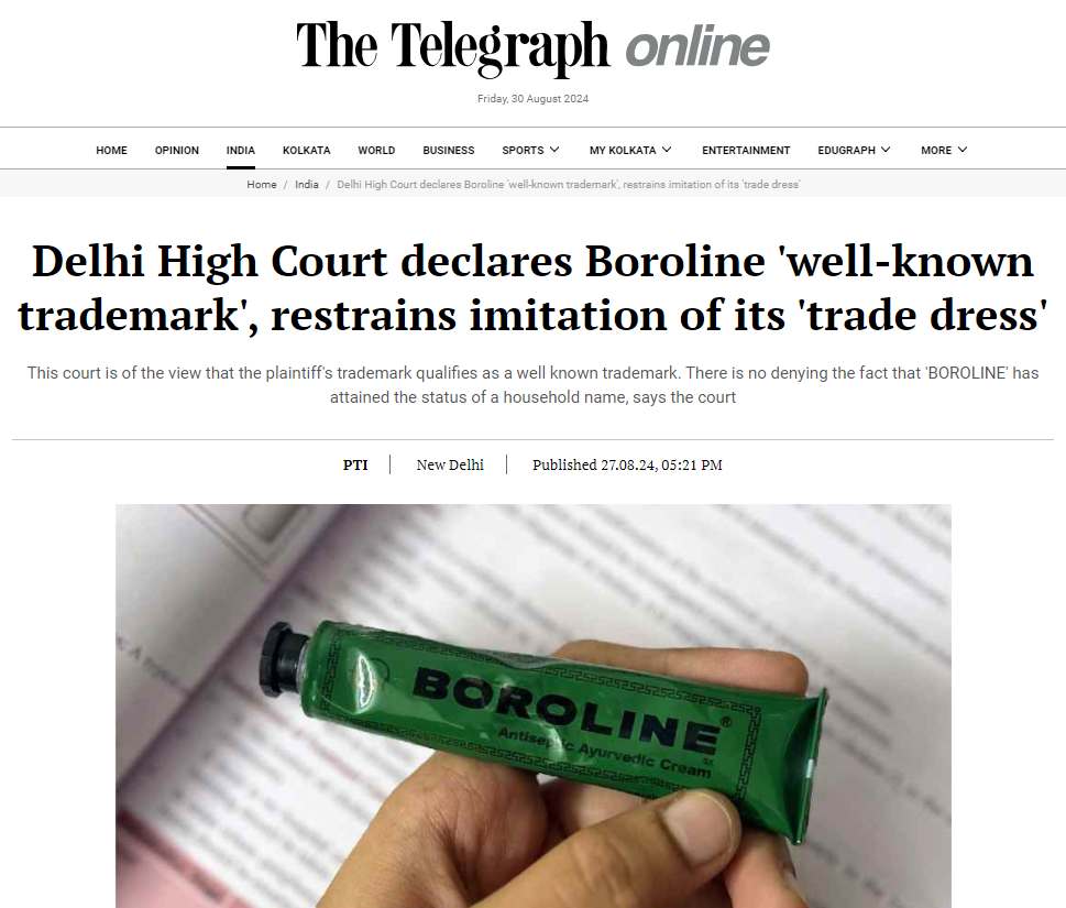 The telegraph - well known trademark boroline